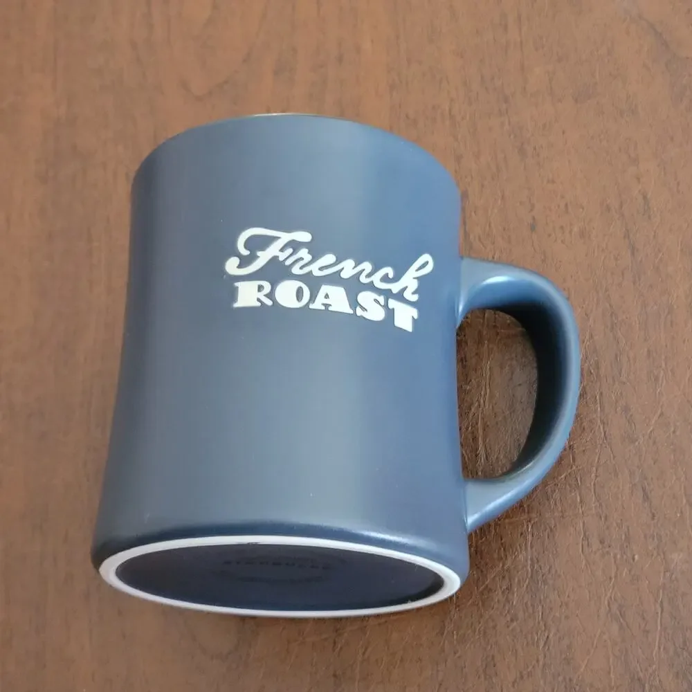 Starbucks 2011 Etched French Roast Black Matte New Bone China Coffee Mug 16 oz
